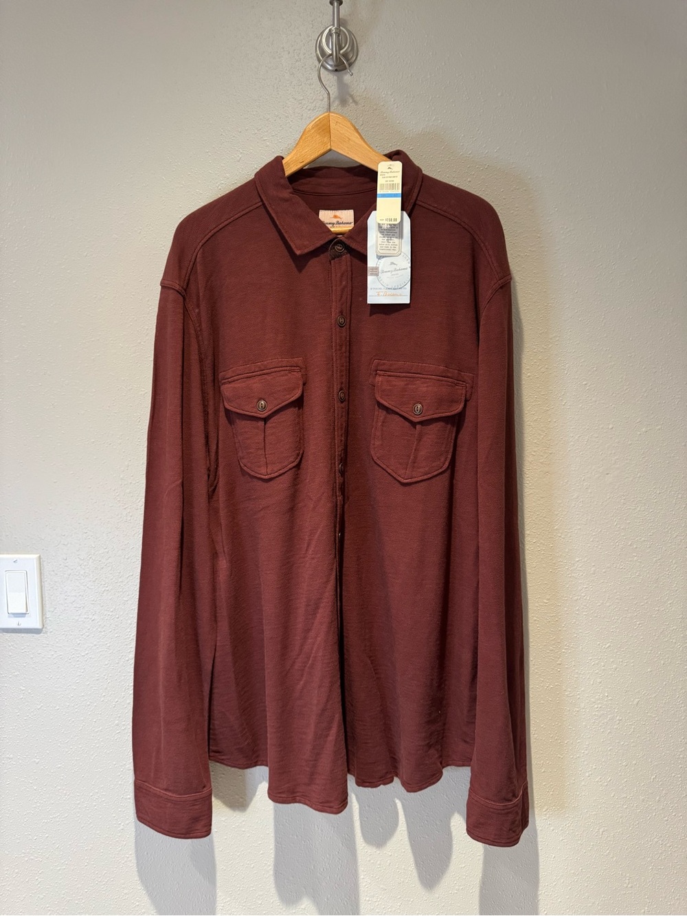NWT Tommy Bahama Jeans Slub Life Pique Shirt Jacket XLT Maroon